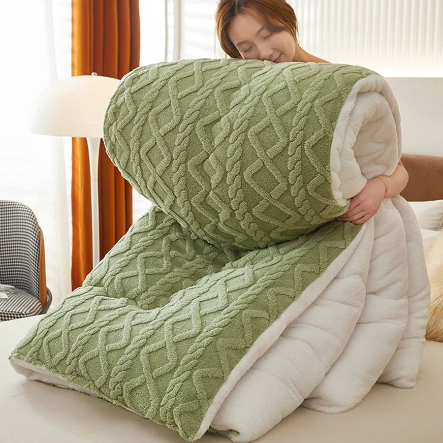 New Super Thick Winter Warm Blanket for Bed Artificial Lamb Cashmere Weighted Blankets Soft Comfortable Warmth Quilt Comforter - Velvet Haven