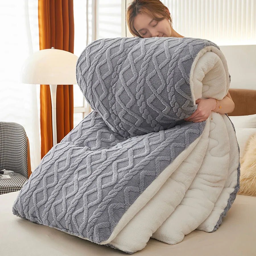 New Super Thick Winter Warm Blanket for Bed Artificial Lamb Cashmere Weighted Blankets Soft Comfortable Warmth Quilt Comforter - Velvet Haven