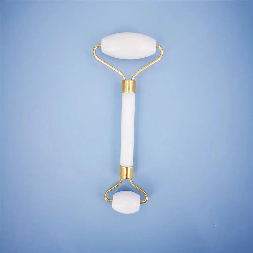 New White Jade Stone Massage Natural Quartz Scraper Jade Roller Gua sha Set White Face Lifting Facial Massager Tool for Back - Velvet Haven