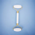 New White Jade Stone Massage Natural Quartz Scraper Jade Roller Gua sha Set White Face Lifting Facial Massager Tool for Back - Velvet Haven