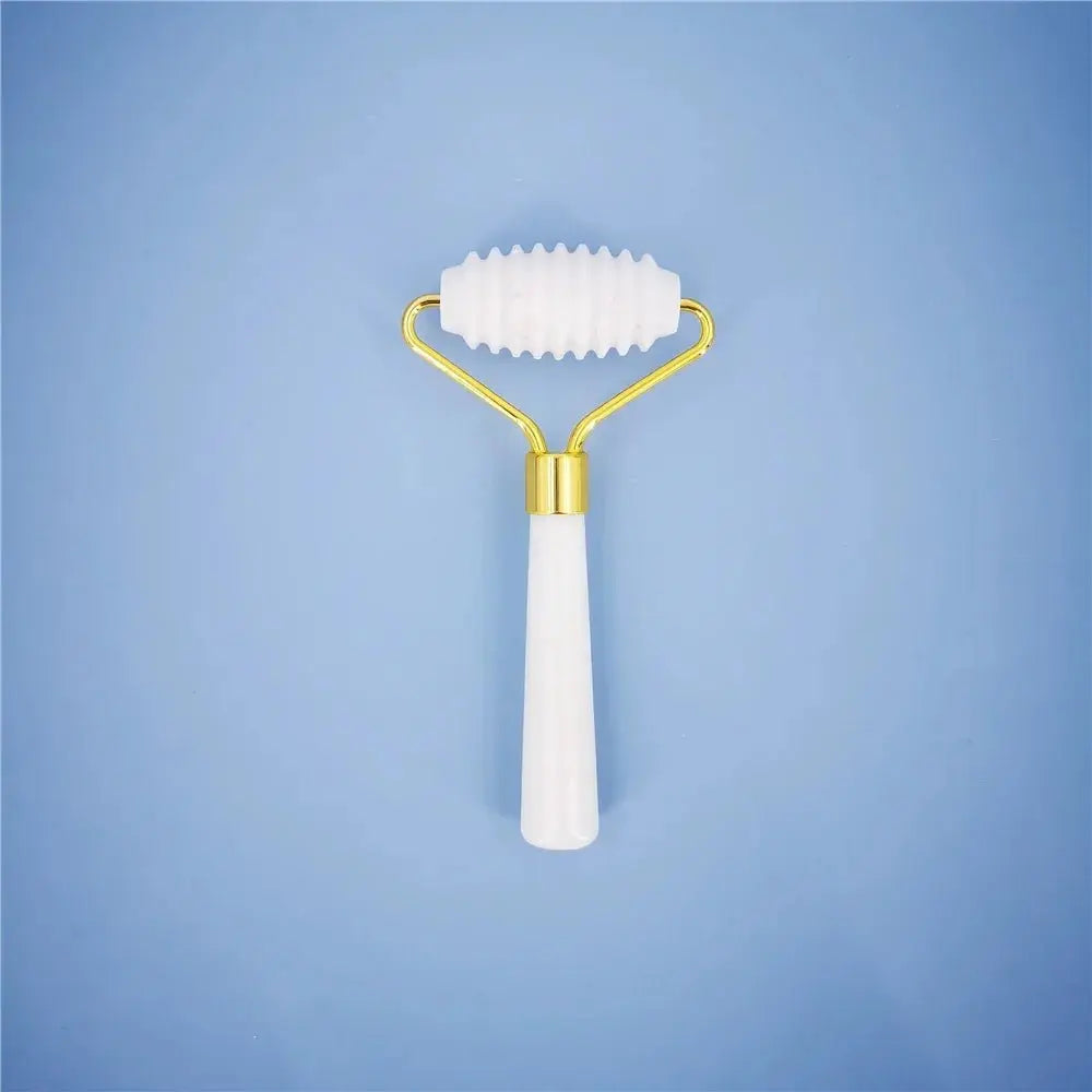 New White Jade Stone Massage Natural Quartz Scraper Jade Roller Gua sha Set White Face Lifting Facial Massager Tool for Back - Velvet Haven
