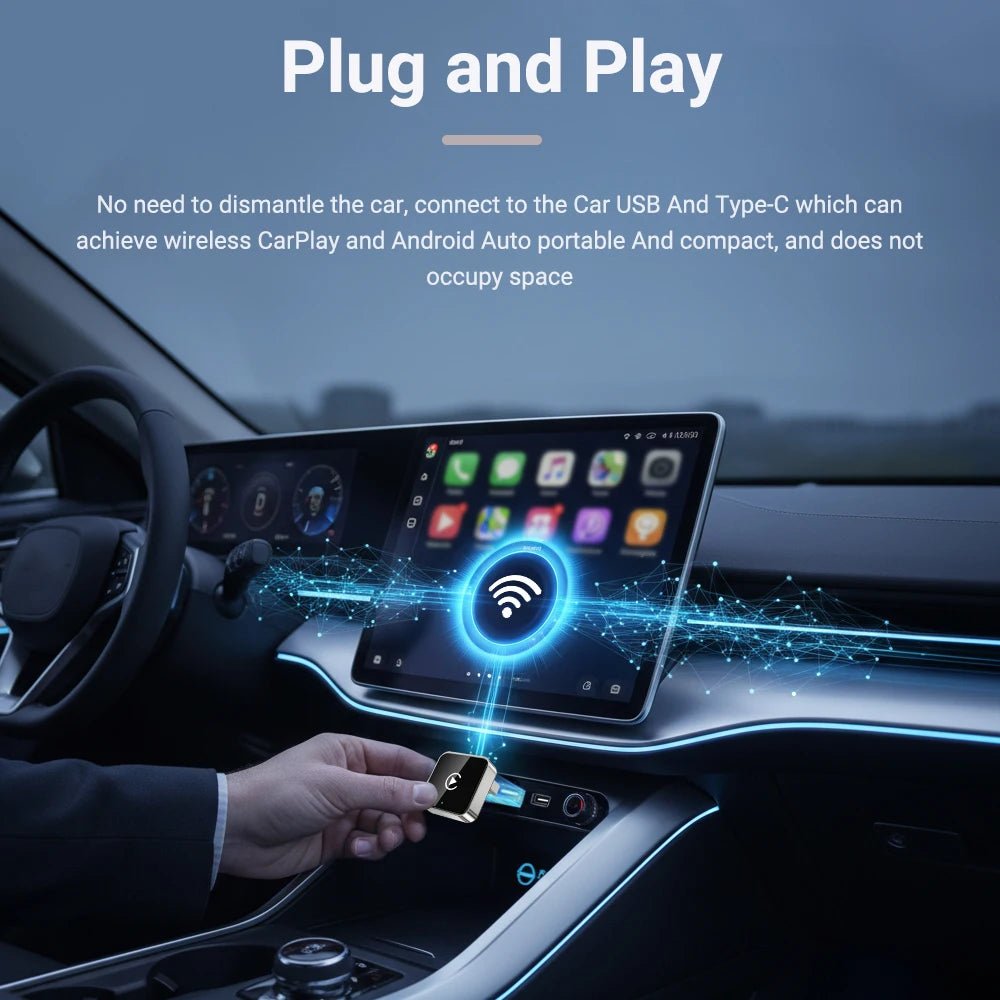 New Wireless CarPlay Android Auto Adapter USB Dongle Smart Mini Box Plug And Play Universal For VW Toyota Nissan Honda Ford Benz - Velvet Haven