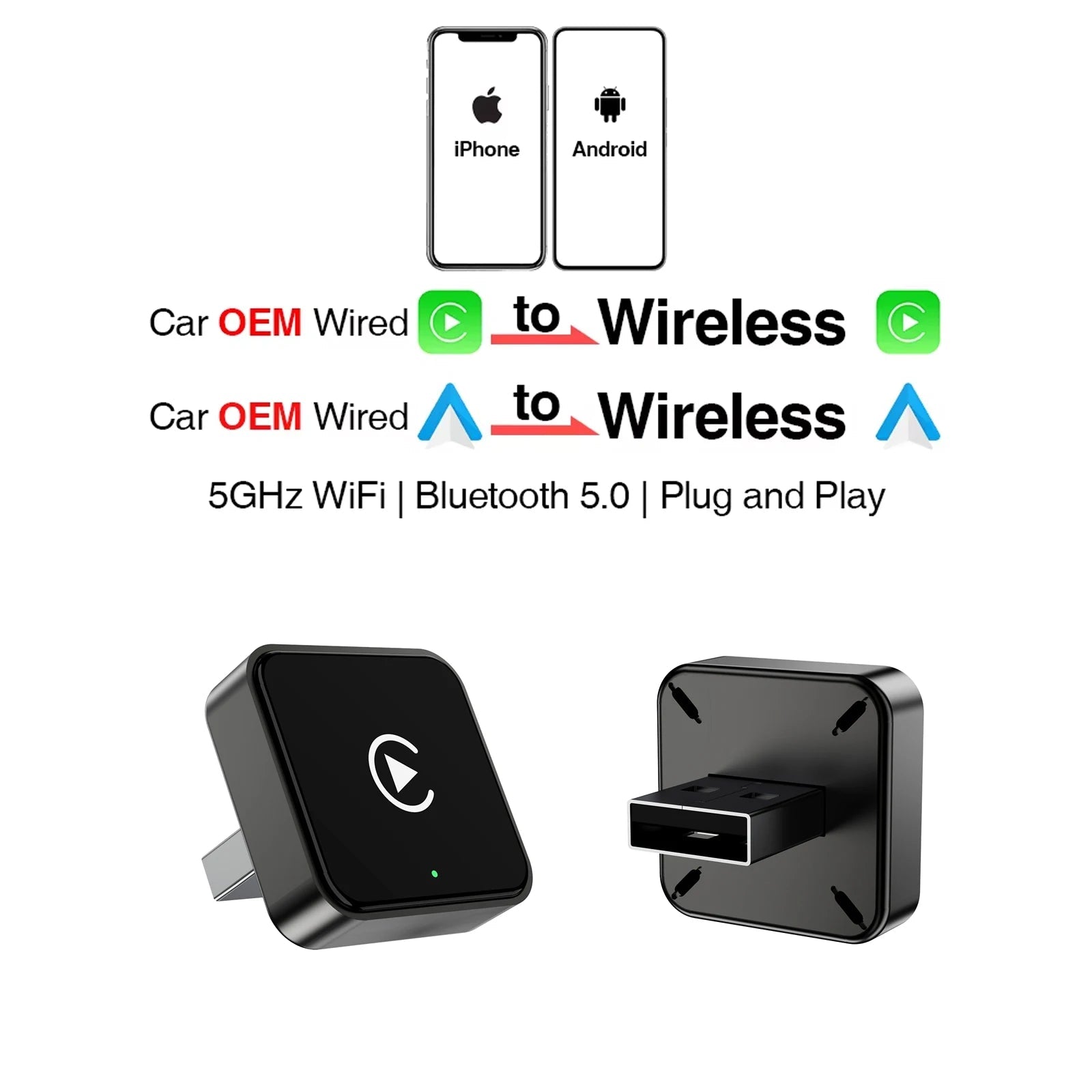 New Wireless CarPlay Android Auto Adapter USB Dongle Smart Mini Box Plug And Play Universal For VW Toyota Nissan Honda Ford Benz - Velvet Haven