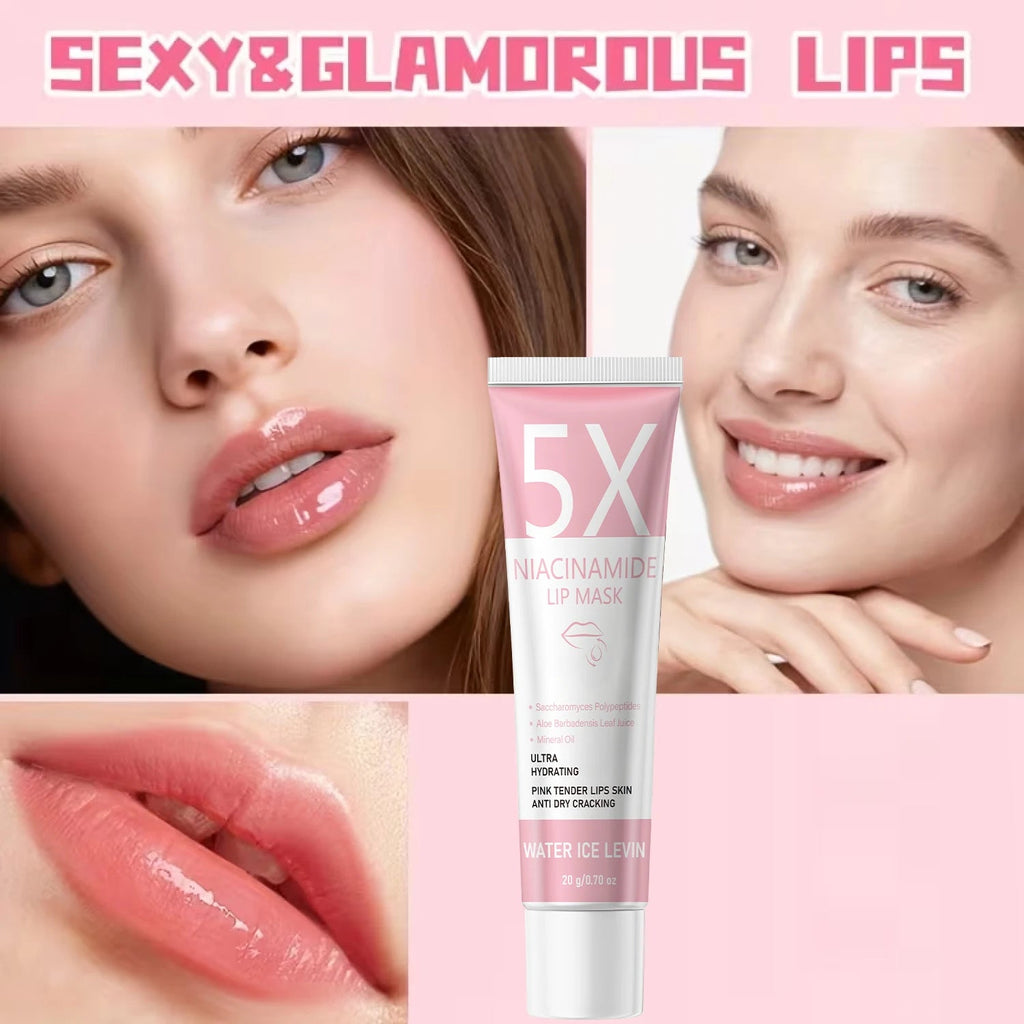 Niacinamide Lip Mask 20g with Hyaluronic Acid & Peptides - Ultra Hydrating Firming Lip Care, Anti Dry Cracking - Velvet Haven