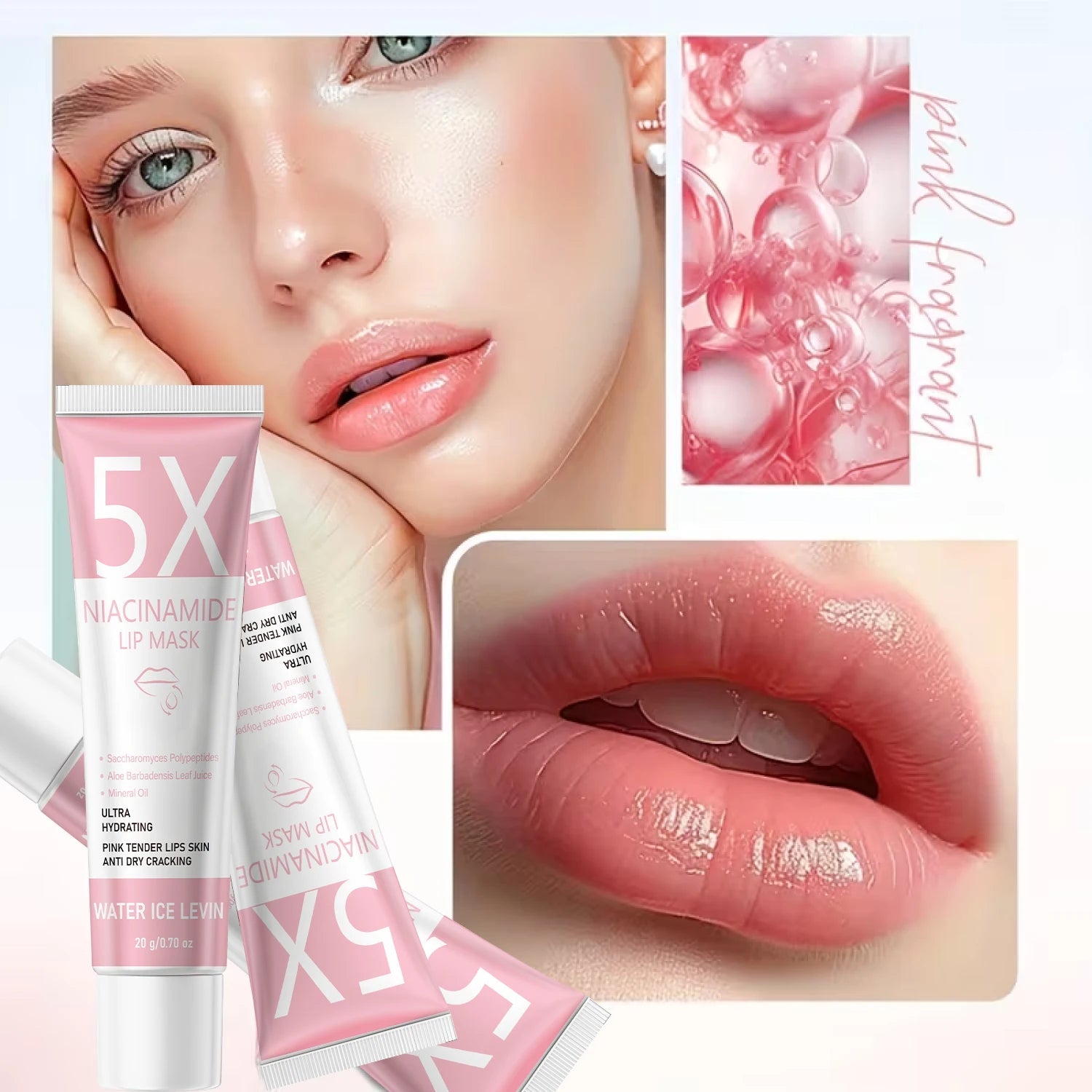 Niacinamide Lip Mask 20g with Hyaluronic Acid & Peptides - Ultra Hydrating Firming Lip Care, Anti Dry Cracking - Velvet Haven