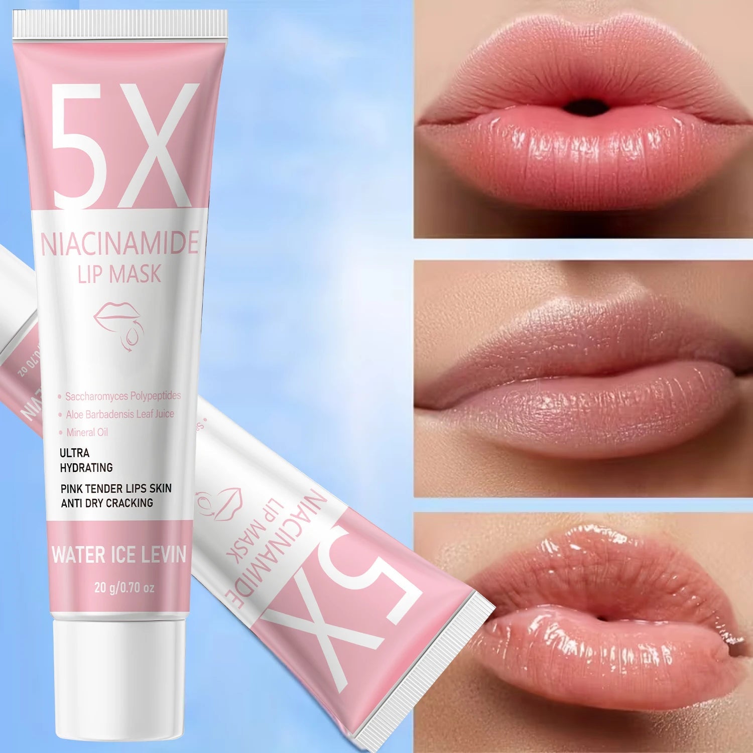 Niacinamide Lip Mask 20g with Hyaluronic Acid & Peptides - Ultra Hydrating Firming Lip Care, Anti Dry Cracking - Velvet Haven