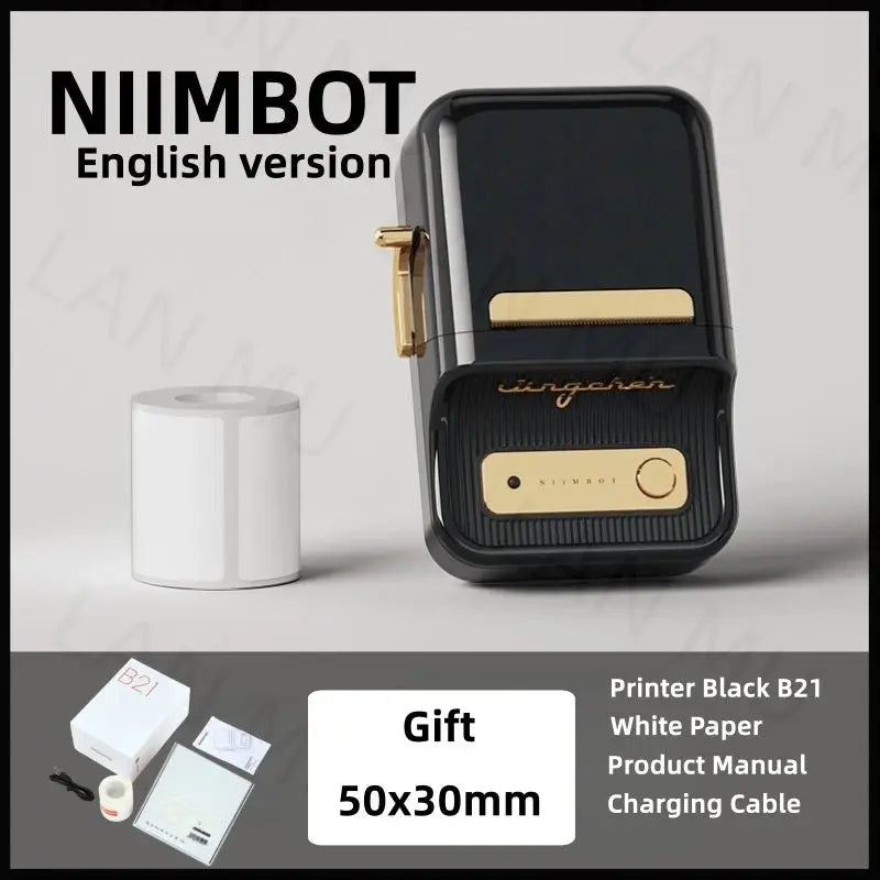NIIMBOT B21 Label Printer Portable Wir-eless Bluetooth Thermal Label Maker Sticker Printer Color Clear label paper with printer - Velvet Haven