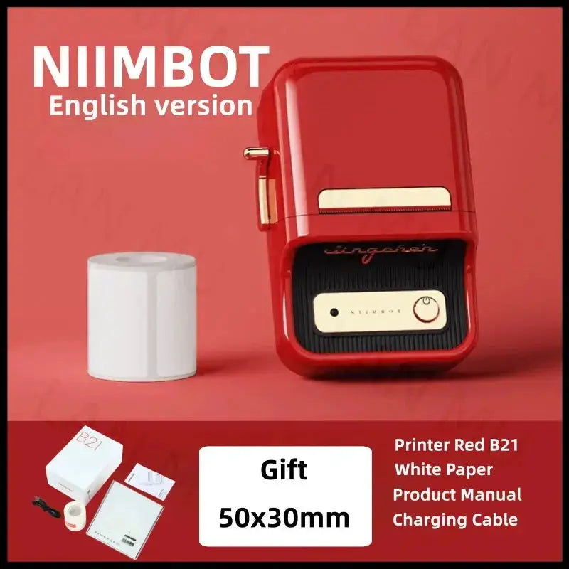 NIIMBOT B21 Label Printer Portable Wir-eless Bluetooth Thermal Label Maker Sticker Printer Color Clear label paper with printer - Velvet Haven