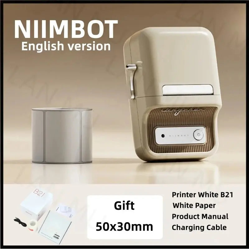 NIIMBOT B21 Label Printer Portable Wir-eless Bluetooth Thermal Label Maker Sticker Printer Color Clear label paper with printer - Velvet Haven