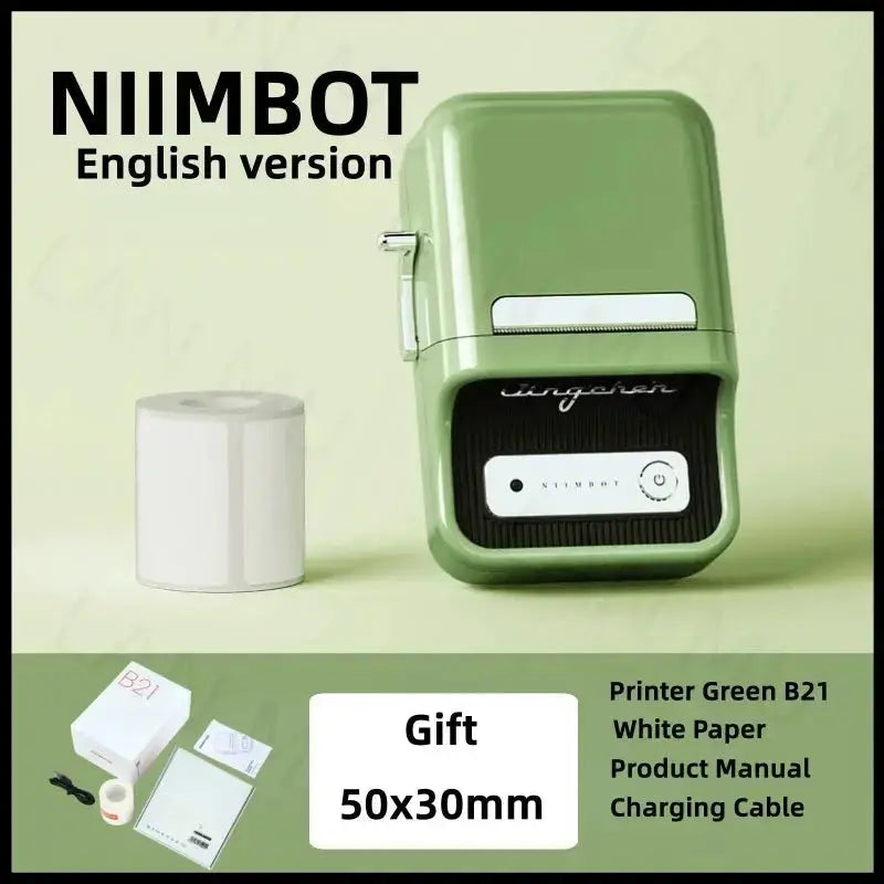 NIIMBOT B21 Label Printer Portable Wir-eless Bluetooth Thermal Label Maker Sticker Printer Color Clear label paper with printer - Velvet Haven