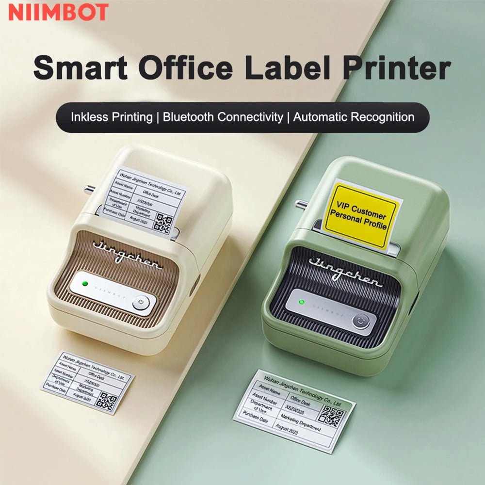 NIIMBOT B21 Label Printer Portable Wir-eless Bluetooth Thermal Label Maker Sticker Printer Color Clear label paper with printer - Velvet Haven