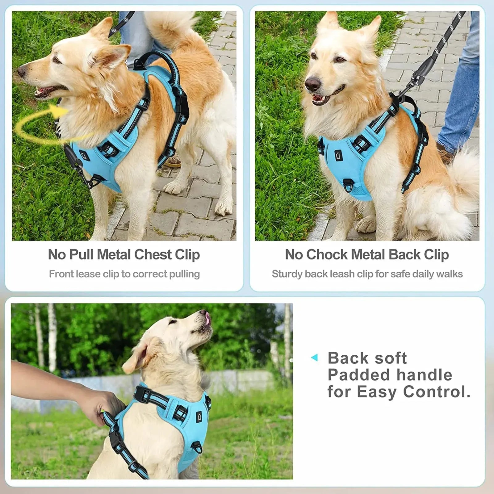 No Pull Dog Harness, Adjustable Soft Padded Pet Vest with Easy Control Handle - Velvet Haven