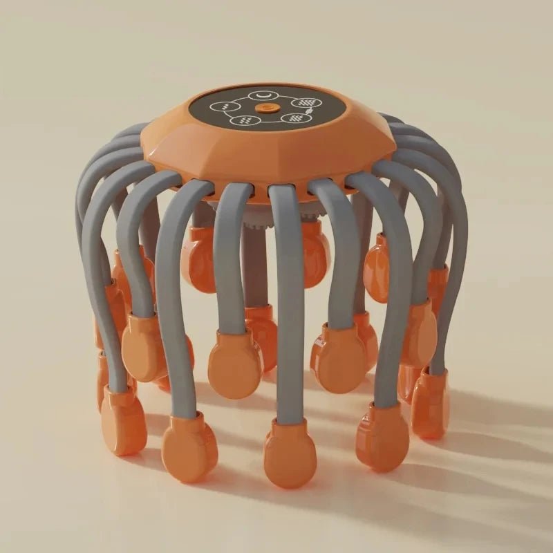 Orange Electric Scalp Massager with 20 Massage Heads - Velvet Haven
