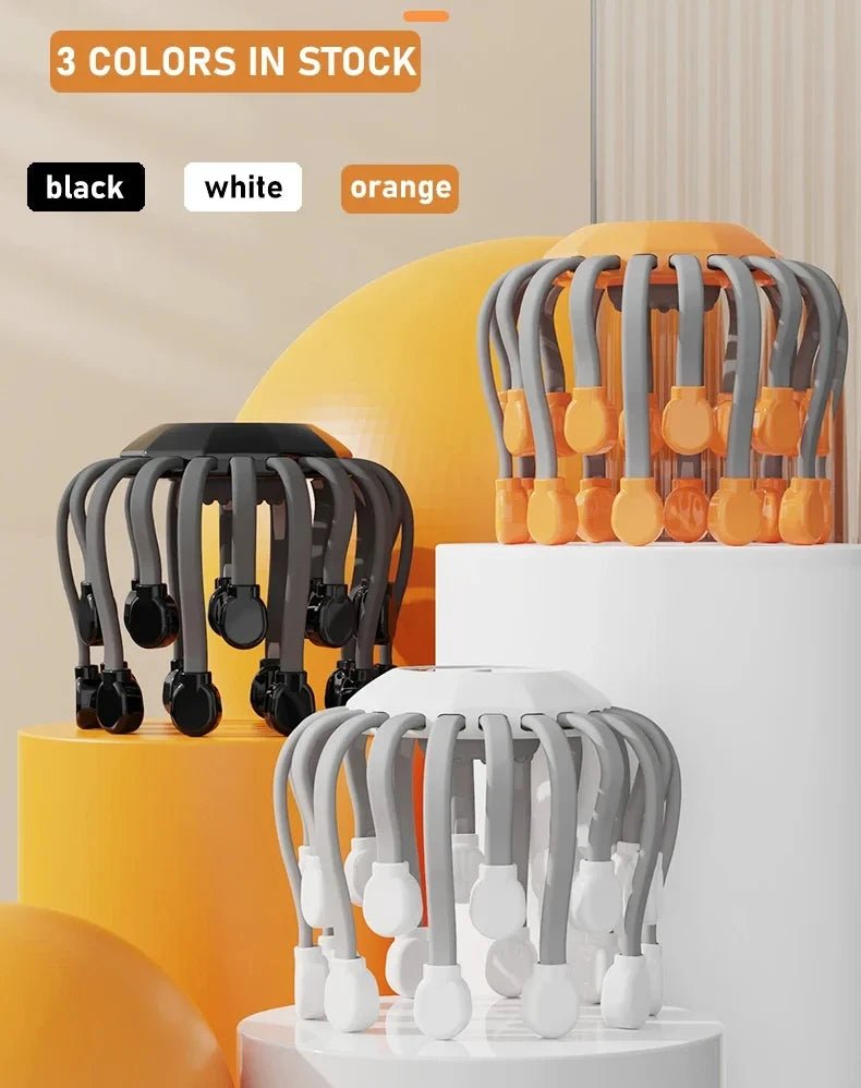 Orange Electric Scalp Massager with 20 Massage Heads - Velvet Haven