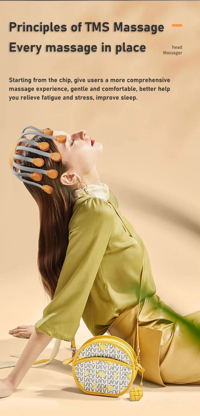Orange Electric Scalp Massager with 20 Massage Heads - Velvet Haven