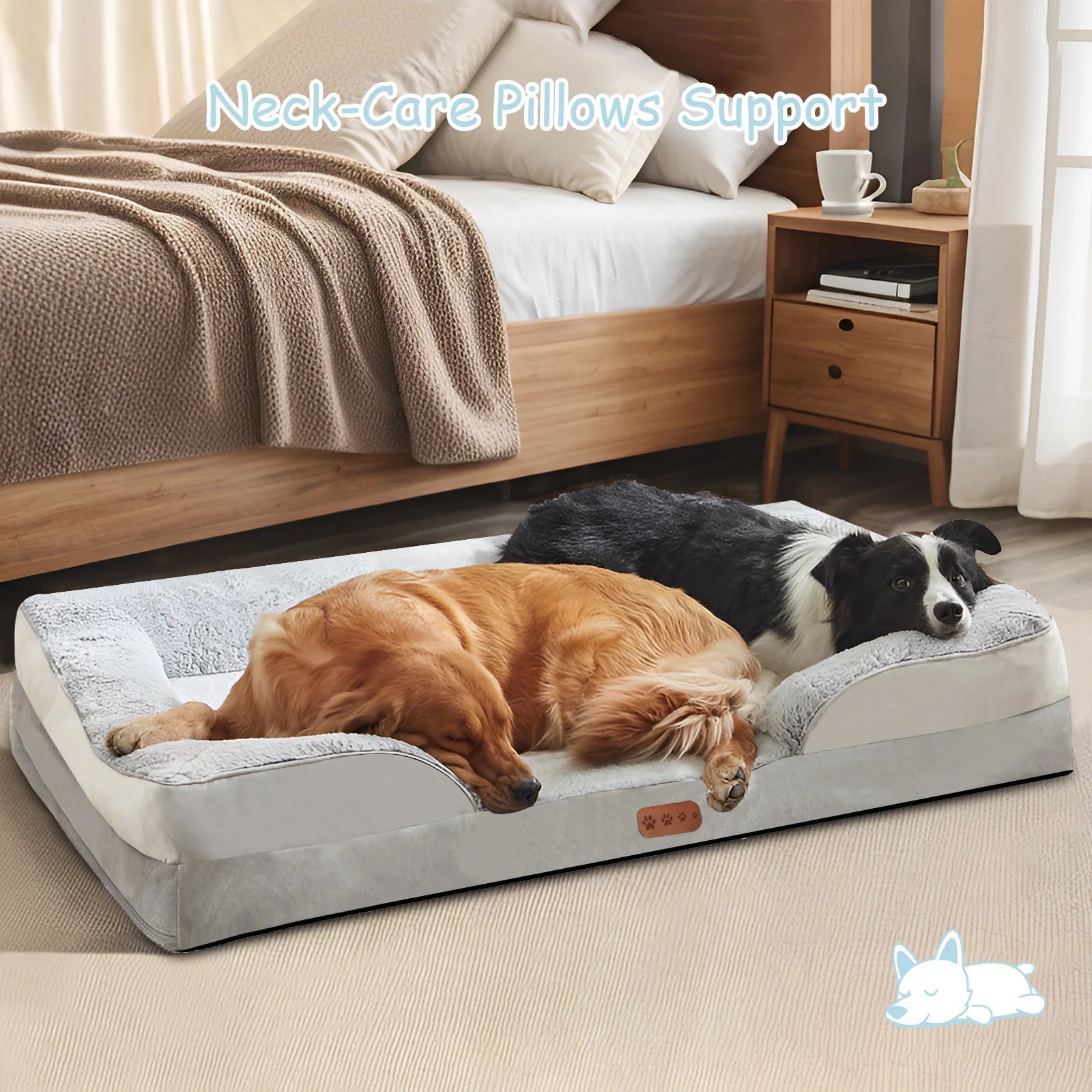 Orthopedic Memory Sponge Dog Bed with Universal C-Type Armrest Removable Pet Sofa Comfortable Cat Nest Dog Pad - Velvet Haven