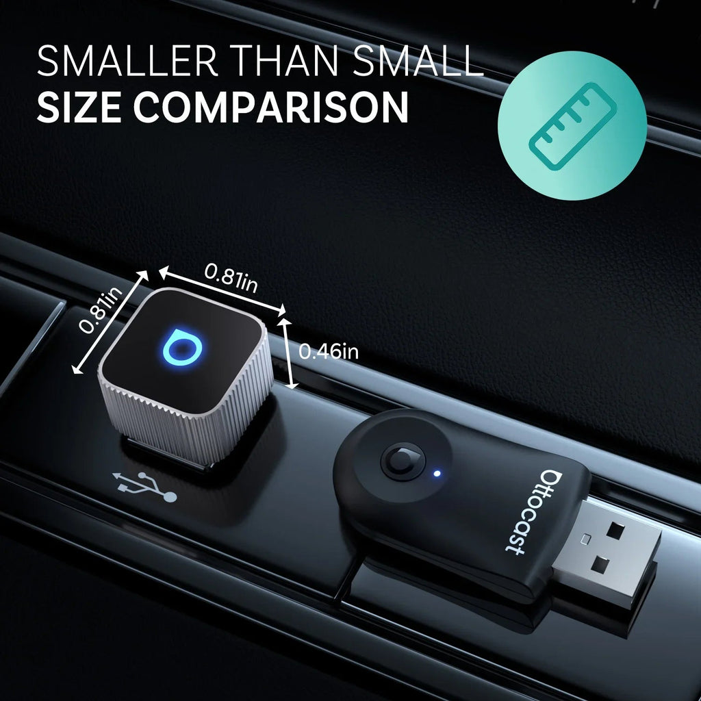 OTTOCAST Mini Slim Cube Wireless CarPlay Android Auto Adapter 2 in 1 USB AI Car Accessories for VW Haval Audi Kia Porsche Lexus - Velvet Haven