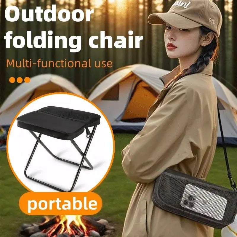 Outdoor Folding Backpack Chair, Equipped with Mesh Pockets, Suitable for Camping and Hiking, Portable Handbag-Style Chair - Velvet Haven