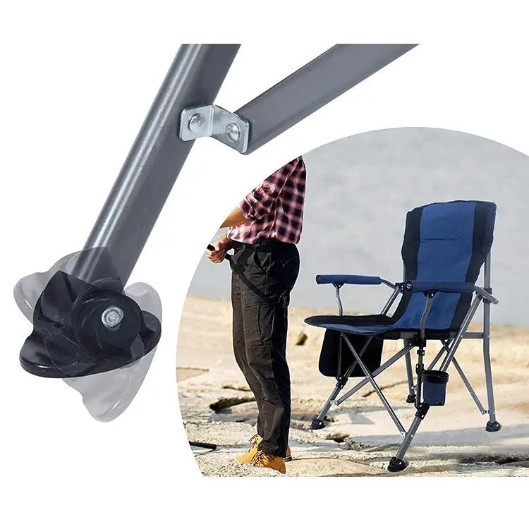 Outdoor large fishing chair with cup holder side bag leisure portable camping backrest armrests aluminum folding camping chair - Velvet Haven