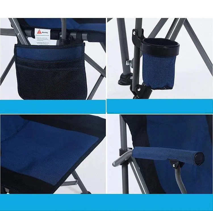 Outdoor large fishing chair with cup holder side bag leisure portable camping backrest armrests aluminum folding camping chair - Velvet Haven