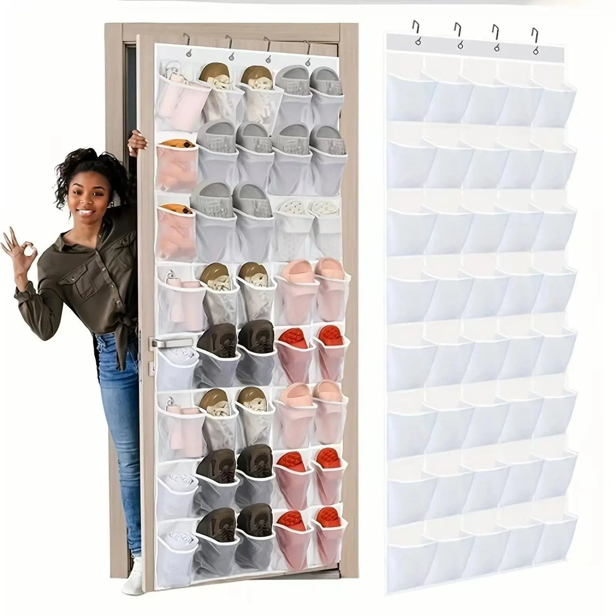 Over The Door Shoe Rack With12/14/24/28/35/40 Large Mesh Pockets Hanging Shoe Organizer For Closet Hanging Shoe Rack Holder - Velvet Haven