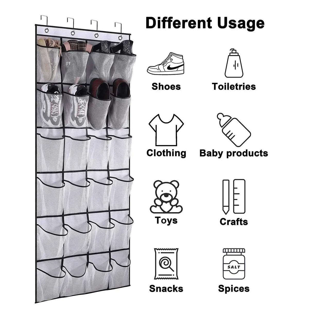 Over The Door Shoe Rack With12/14/24/28/35/40 Large Mesh Pockets Hanging Shoe Organizer For Closet Hanging Shoe Rack Holder - Velvet Haven