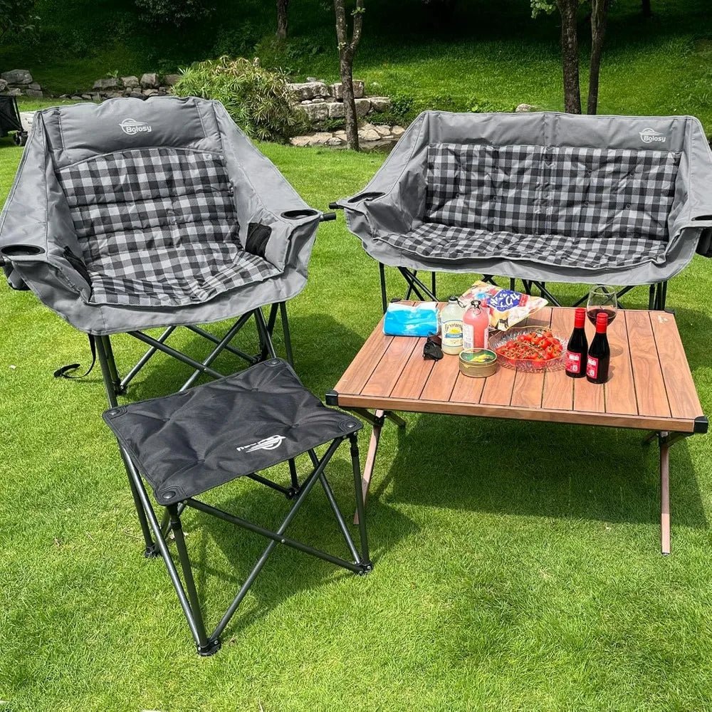 Oversized Camping Chairs for Adults Heavy Duty Padded Portable Lawn Chairs Outdoor Folding Chairs XL with Cup Holder, Supports 500 lbs - Velvet Haven