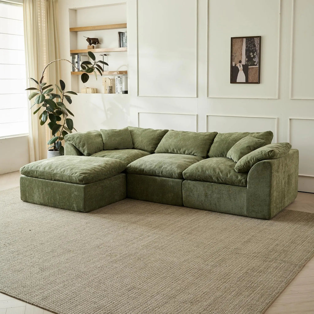 Oversized L-Shaped Modular Sectional Sofa with Deep Seats - Velvet Haven