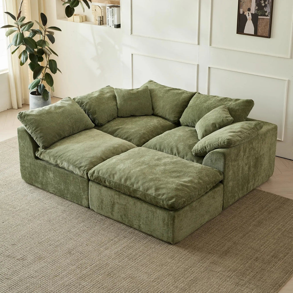 Oversized L-Shaped Modular Sectional Sofa with Deep Seats - Velvet Haven