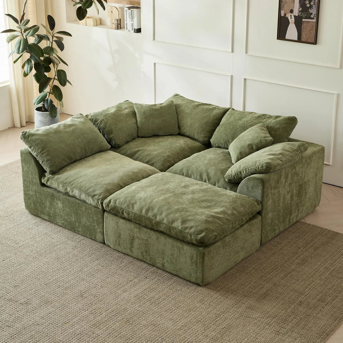 Oversized L-Shaped Modular Sectional Sofa with Deep Seats - Velvet Haven