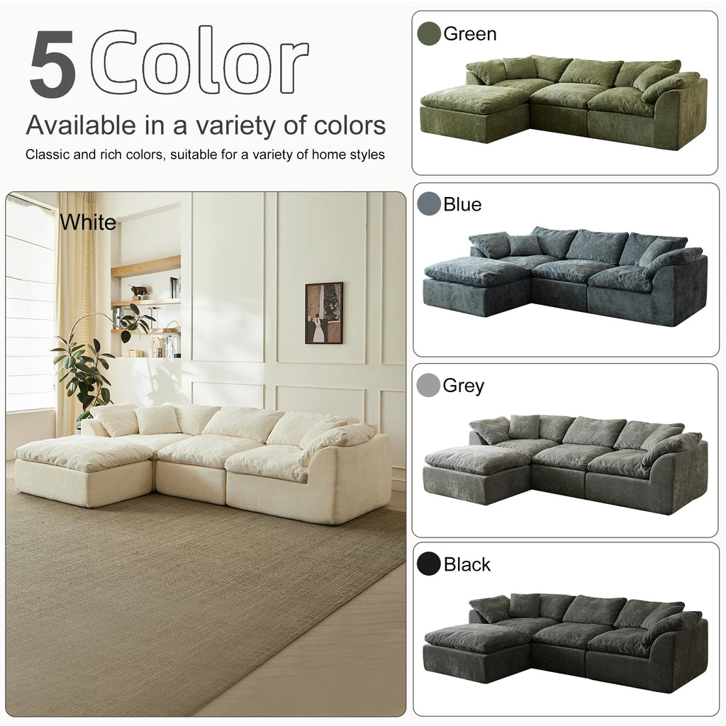Oversized L-Shaped Modular Sectional Sofa with Deep Seats - Velvet Haven