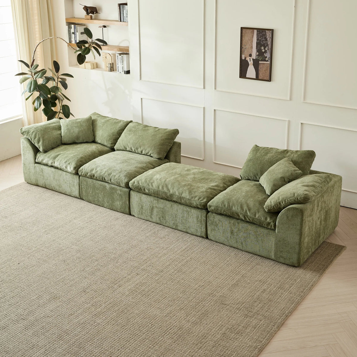 Oversized L-Shaped Modular Sectional Sofa with Deep Seats - Velvet Haven