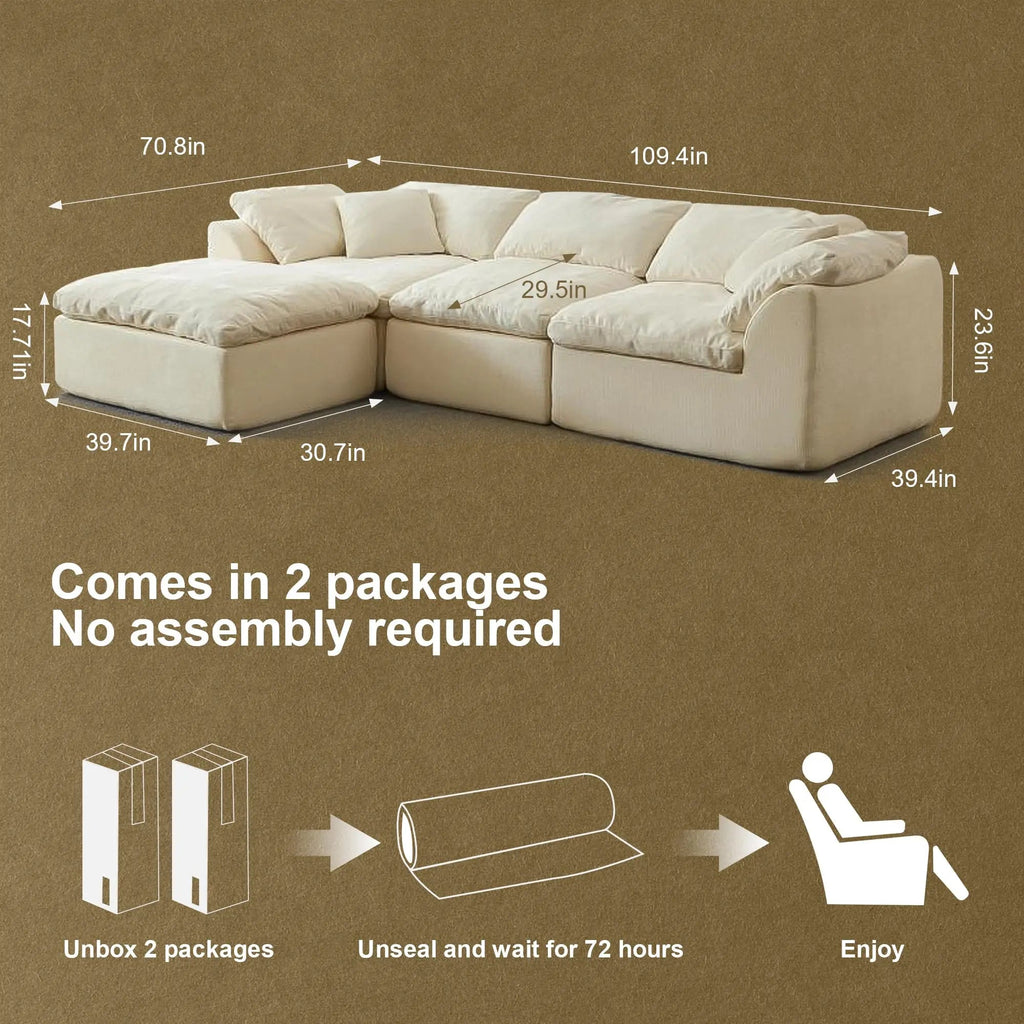 Oversized L-Shaped Modular Sectional Sofa with Deep Seats - Velvet Haven
