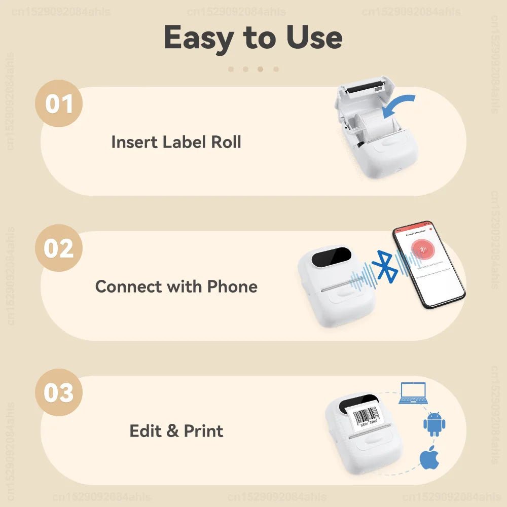 P50 Mini Portable Thermal Label Printer Similar as B1 B21 Marklife P50 E210 M110 Label Maker DIY Pattern Barcode QR Code Sticker - Velvet Haven