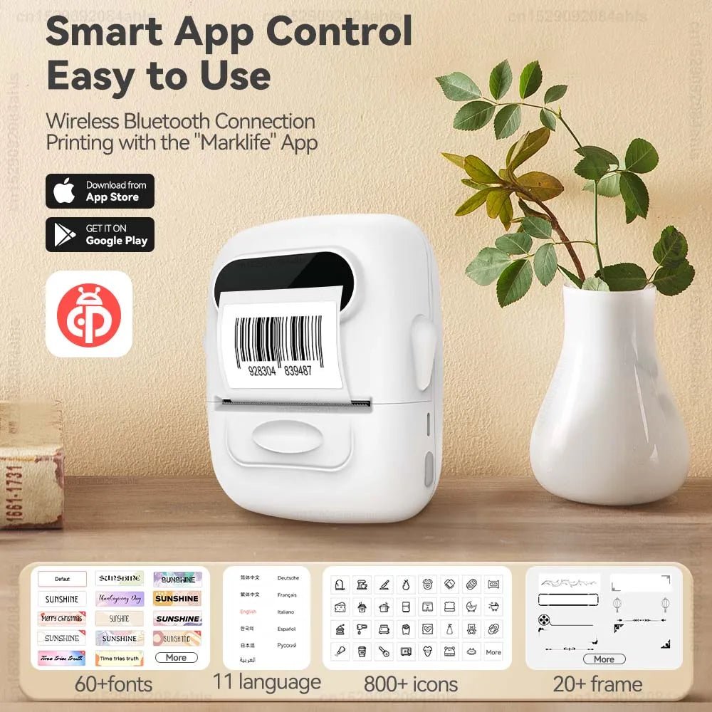 P50 Mini Portable Thermal Label Printer Similar as B1 B21 Marklife P50 E210 M110 Label Maker DIY Pattern Barcode QR Code Sticker - Velvet Haven