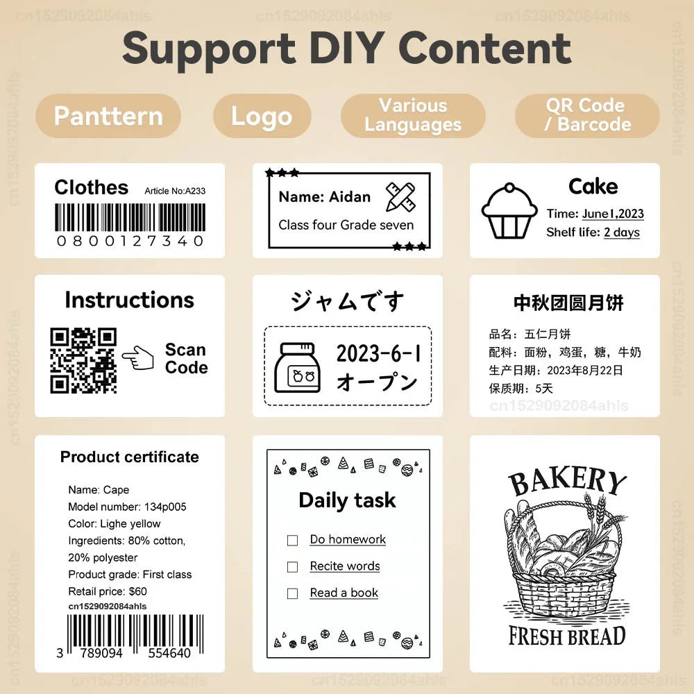 P50 Mini Portable Thermal Label Printer Similar as B1 B21 Marklife P50 E210 M110 Label Maker DIY Pattern Barcode QR Code Sticker - Velvet Haven