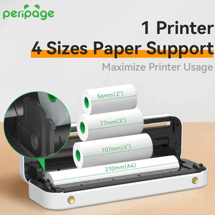 Peripage P40 P81 Mini Portable A4 Thermal Printer Wireless Bluetooth Thermal Paper Picture Inkless Printer For Office Business - Velvet Haven