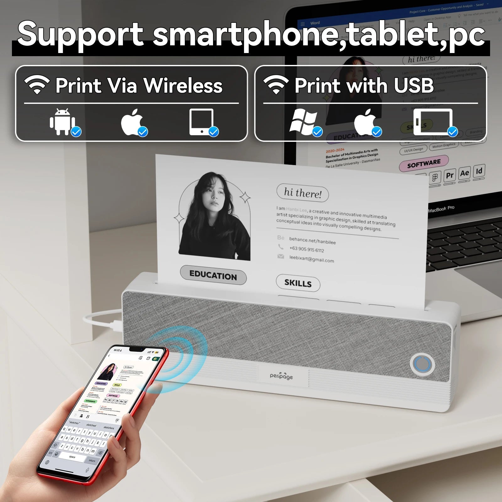 Peripage P40 P81 Mini Portable A4 Thermal Printer Wireless Bluetooth Thermal Paper Picture Inkless Printer For Office Business - Velvet Haven