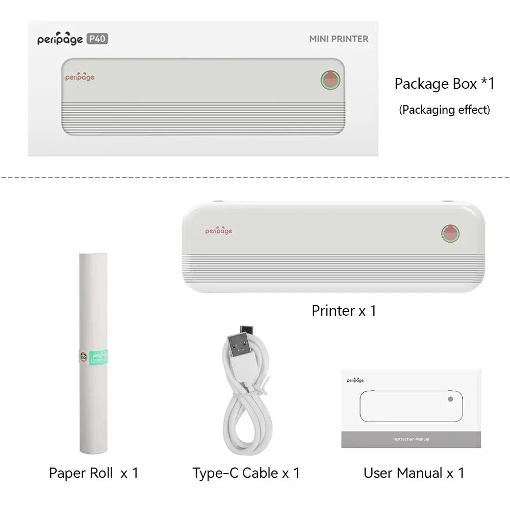 Peripage P40 P81 Mini Portable A4 Thermal Printer Wireless Bluetooth Thermal Paper Picture Inkless Printer For Office Business - Velvet Haven