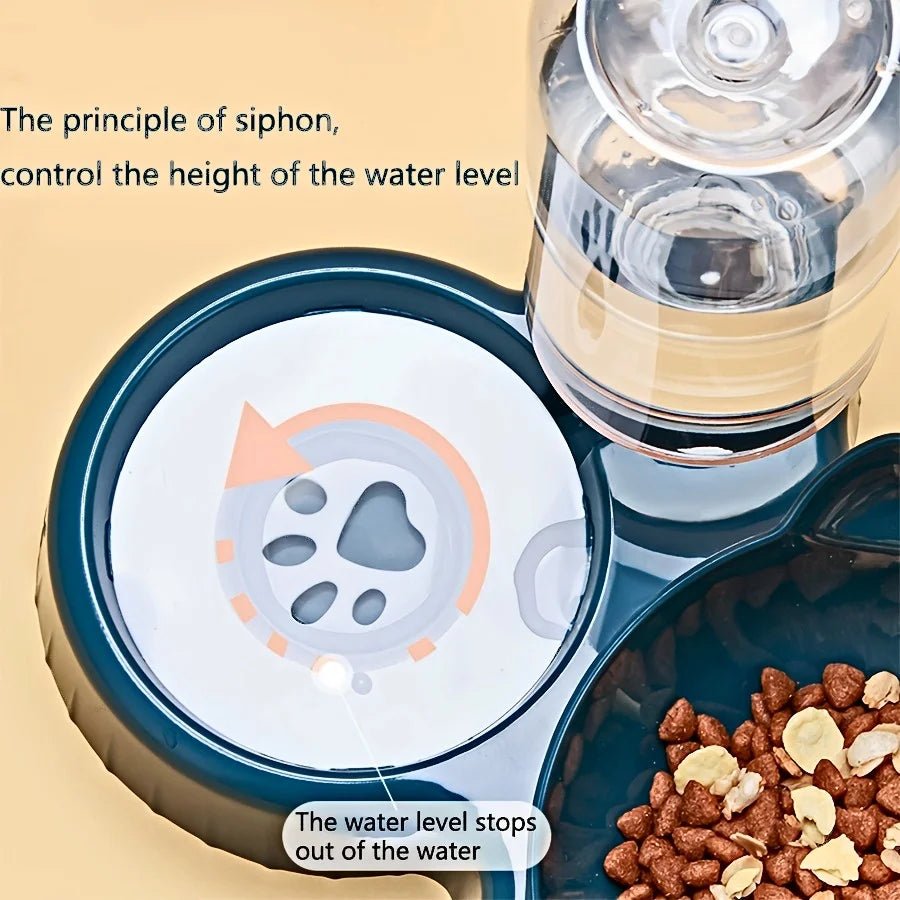 3-in-1 Tilted Cat Food & Water Bowl Set with Gravity Water Feeder - Velvet Haven