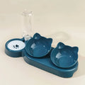 3-in-1 Tilted Cat Food & Water Bowl Set with Gravity Water Feeder - Velvet Haven