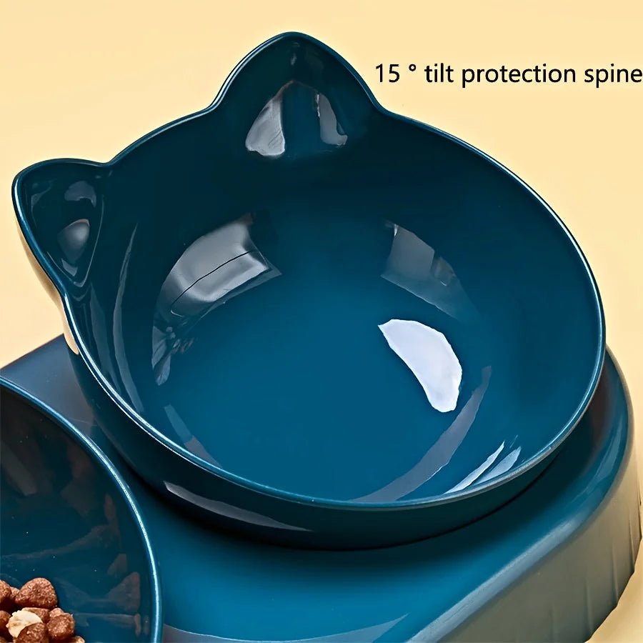 3-in-1 Tilted Cat Food & Water Bowl Set with Gravity Water Feeder - Velvet Haven