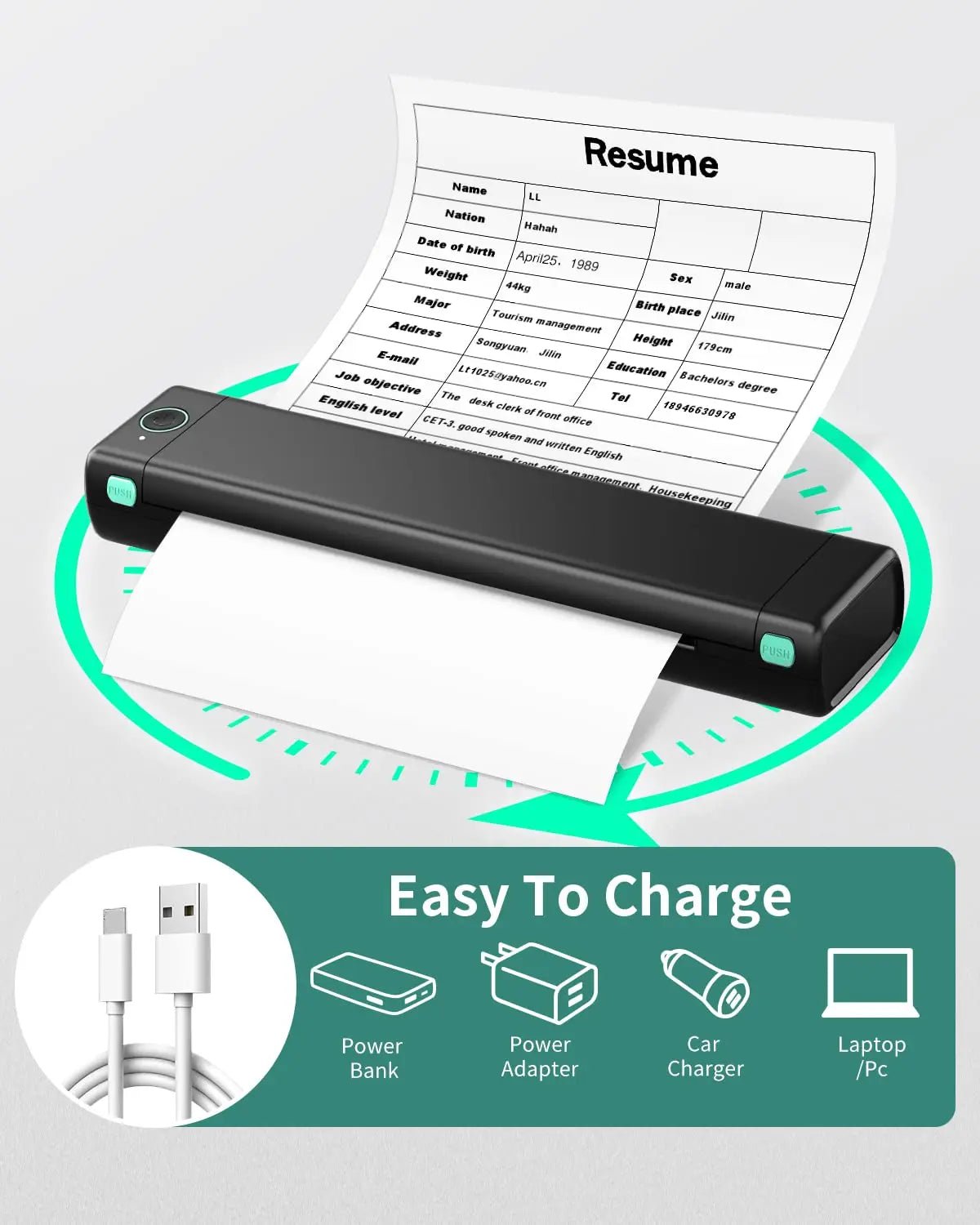 Phomemo M08F A4 Paper Printer Portable Thermal Printer Bluetooth Mobile Printer Compatible with Android & iOS Phone & Laptop - Velvet Haven