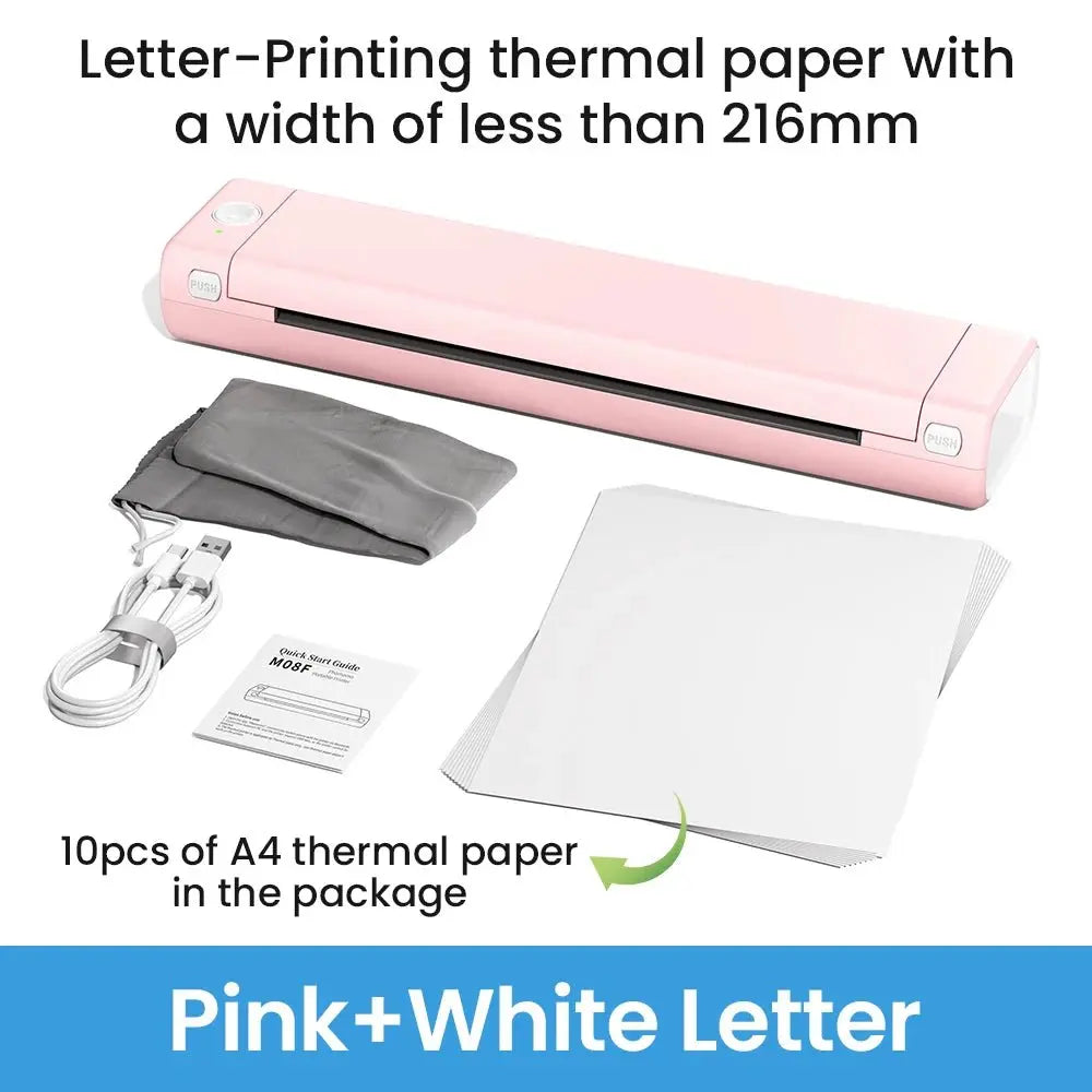 Phomemo M08F Portable A4 Paper Printer Tattoo Printer Thermal Paper Maker Mini Wireless Bluetooth Printer Compatible Phone&PC - Velvet Haven