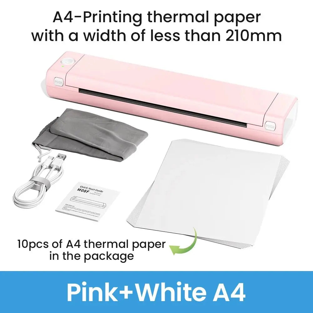 Phomemo M08F Portable A4 Paper Printer Tattoo Printer Thermal Paper Maker Mini Wireless Bluetooth Printer Compatible Phone&PC - Velvet Haven