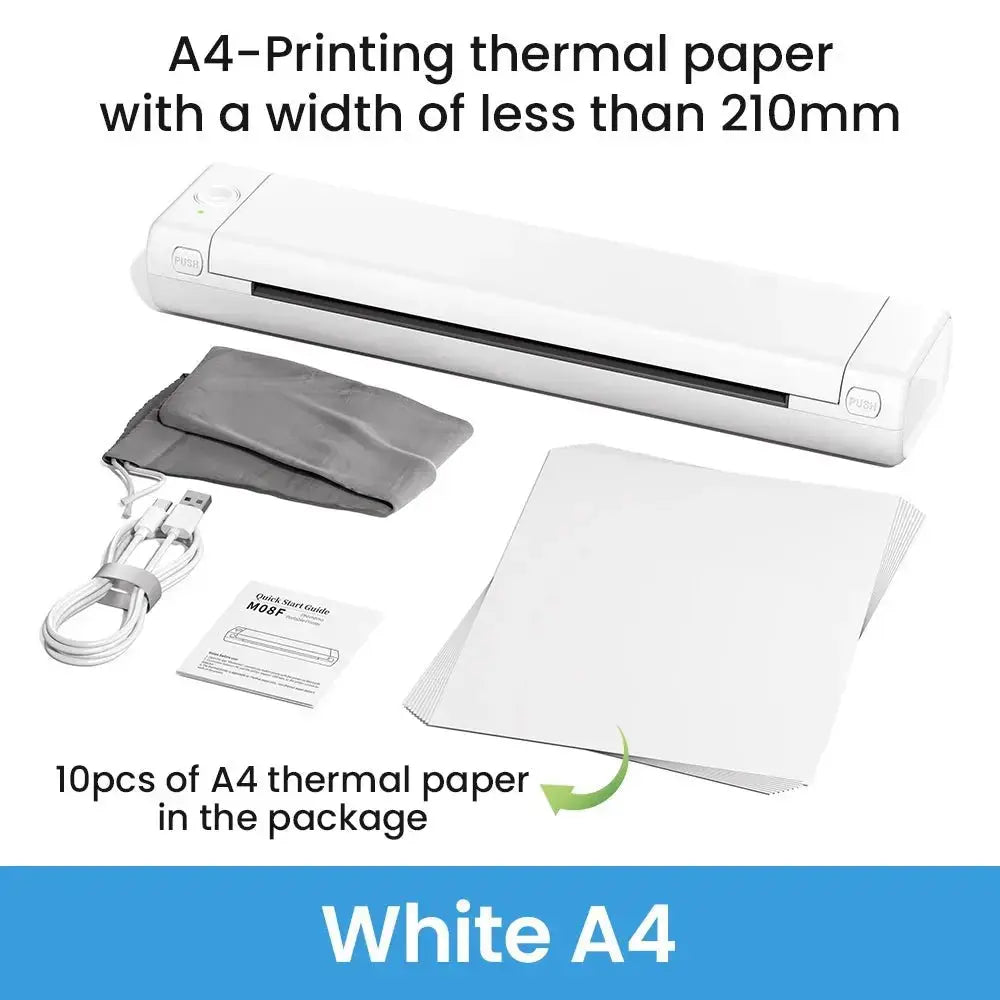 Phomemo M08F Portable A4 Paper Printer Tattoo Printer Thermal Paper Maker Mini Wireless Bluetooth Printer Compatible Phone&PC - Velvet Haven
