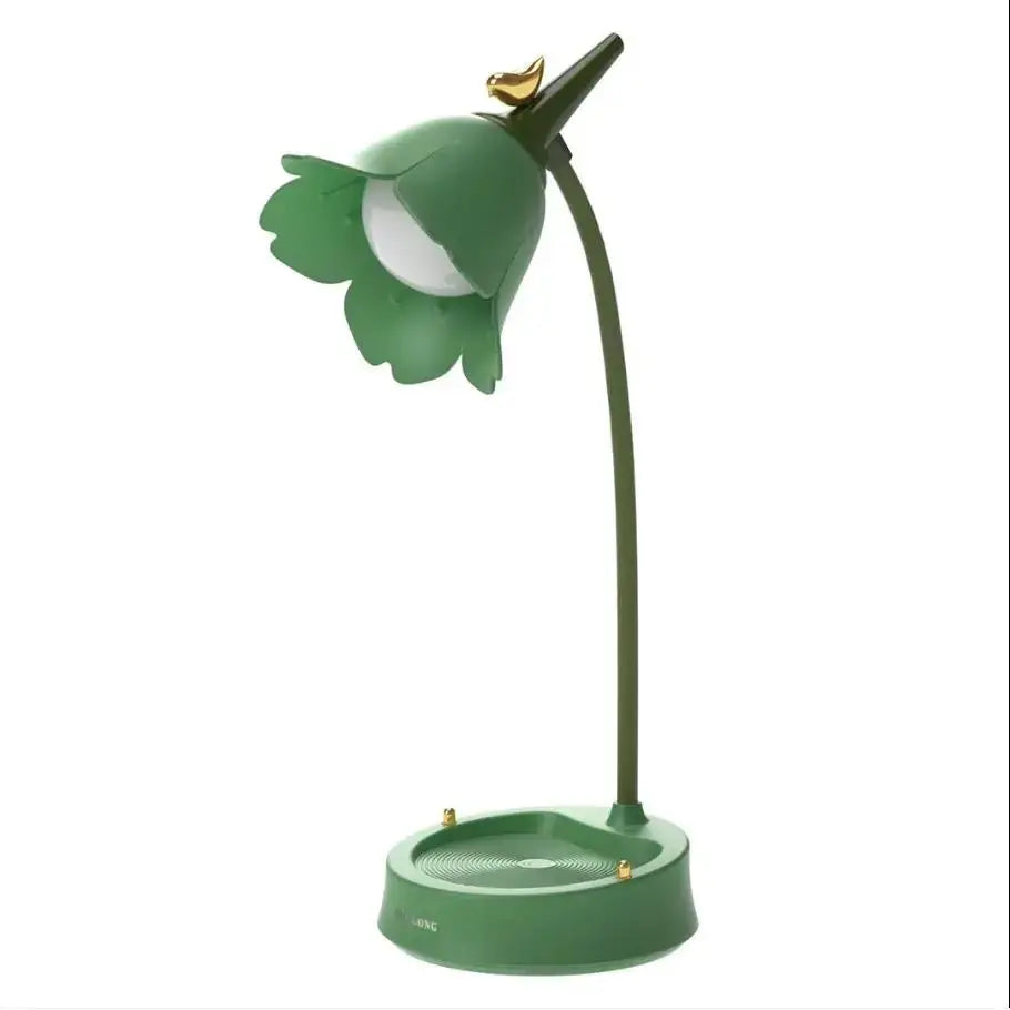 Pink Flower Cute Lamp LED Desk Lamp Table Light Adjustable Touch Rechargeable Battery Night Light for Dorm Reading Table Light - Velvet Haven