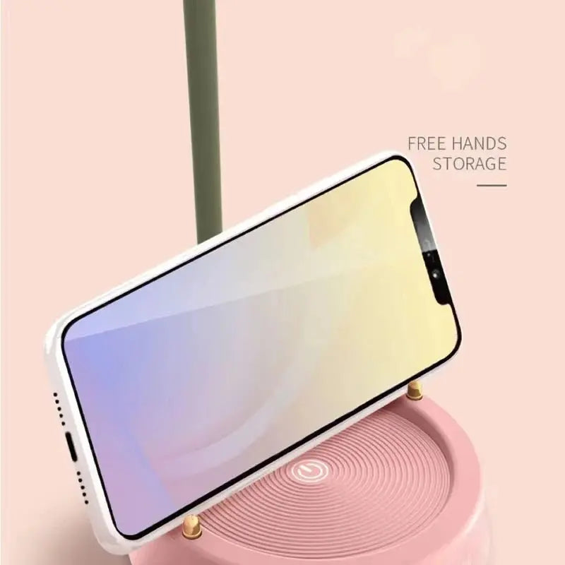 Pink Flower Cute Lamp LED Desk Lamp Table Light Adjustable Touch Rechargeable Battery Night Light for Dorm Reading Table Light - Velvet Haven