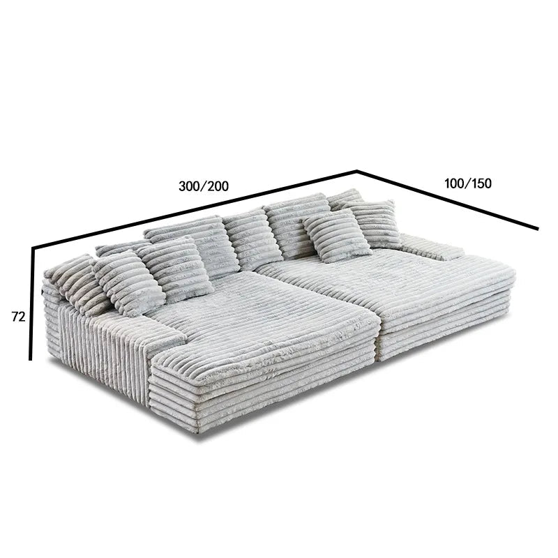 Plush Corduroy Modular Sectional Sofa, Vacuum Compressed Lounge Couch - Velvet Haven