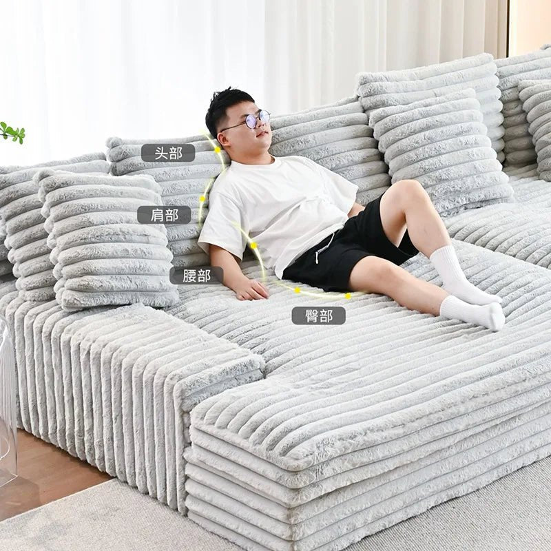 Plush Corduroy Modular Sectional Sofa, Vacuum Compressed Lounge Couch - Velvet Haven
